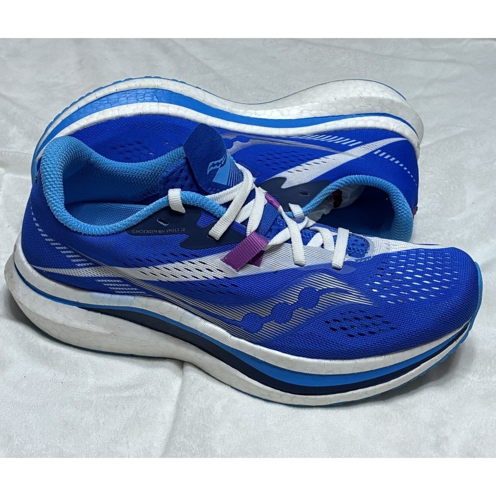 Saucony Endorphin Pro 2 Womens Size 7 Blue White Running Walking Shoes Sneakers